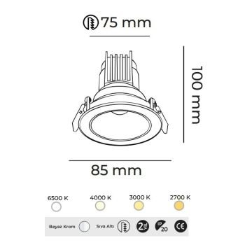 m Sıva Altı Yuvarlak LED Spot (SAMSUNG/OSRAM/PHILIPS LED & EAGLERISE/PHILIPS/LIFUD Driver)