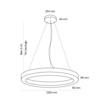 GOYA GY 8112-120 Siyah/Beyaz Kasa 163 Watt 120 cm Halka Lineer Avize