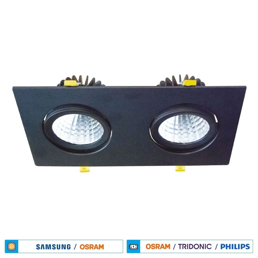 CreaLight AH03-07111 2x30 Watt Siyah Kasa Sıva Altı İkili LED Mağaza Spotu - Ilık Beyaz (4000K) [SAMSUNG/OSRAM LED & OSRAM/PHILIPS Driver]
