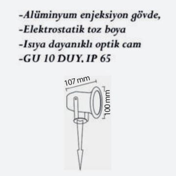 CreaLight CL-KS-102 Kazıklı Çim Armatürü - Metal - GU10 Duylu - IP65
