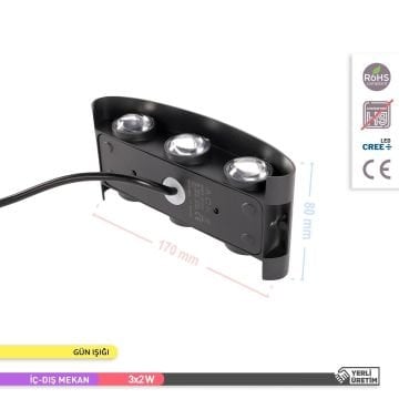ACK AH07-07201 6 Watt Siyah Çift Yönlü Dış Mekan LED Aplik - Gün Işığı (3000K) - IP54 - Metal Gövde