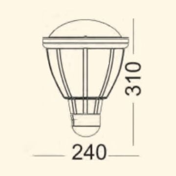 ZİTA 230D Kupa Kafesli Çit Üstü Aplik - PC Gövde - E27 Duylu - IP54