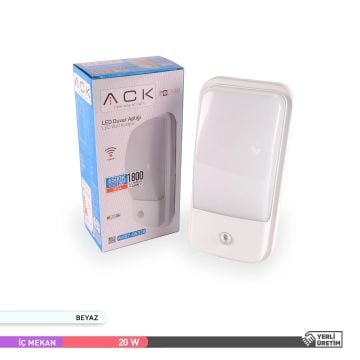 ACK AH07-05330 20 Watt Sensörlü Beyaz Dış Mekan LED Aplik - Beyaz Işık (6500K) - IP44