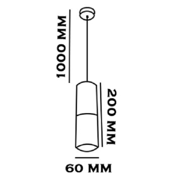 6x20 cm Siyah-Bakır Boru Sarkıt Avize