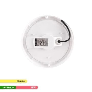 ACK AT10-01800 18 Watt Beyaz Dış Mekan Yuvarlak LED Aplik - Gün Işığı (3000K) - IP54