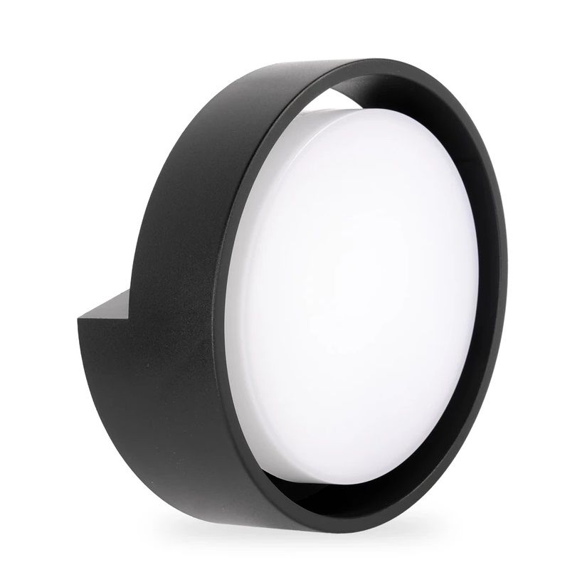 ACK AT10-61201 12 Watt Siyah Dış Mekan Yuvarlak LED Aplik - Gün Işığı (3000K) - IP65 - PC Gövde