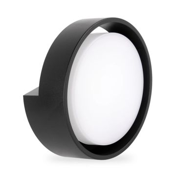 ACK AT10-61201 12 Watt Siyah Dış Mekan Yuvarlak LED Aplik - Gün Işığı (3000K) - IP65 - PC Gövde