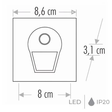 CATA CT-5170 1 Watt Hareket Sensörlü Sıva Altı Kare LED Merdiven Armatürü (Siyah Kasa)