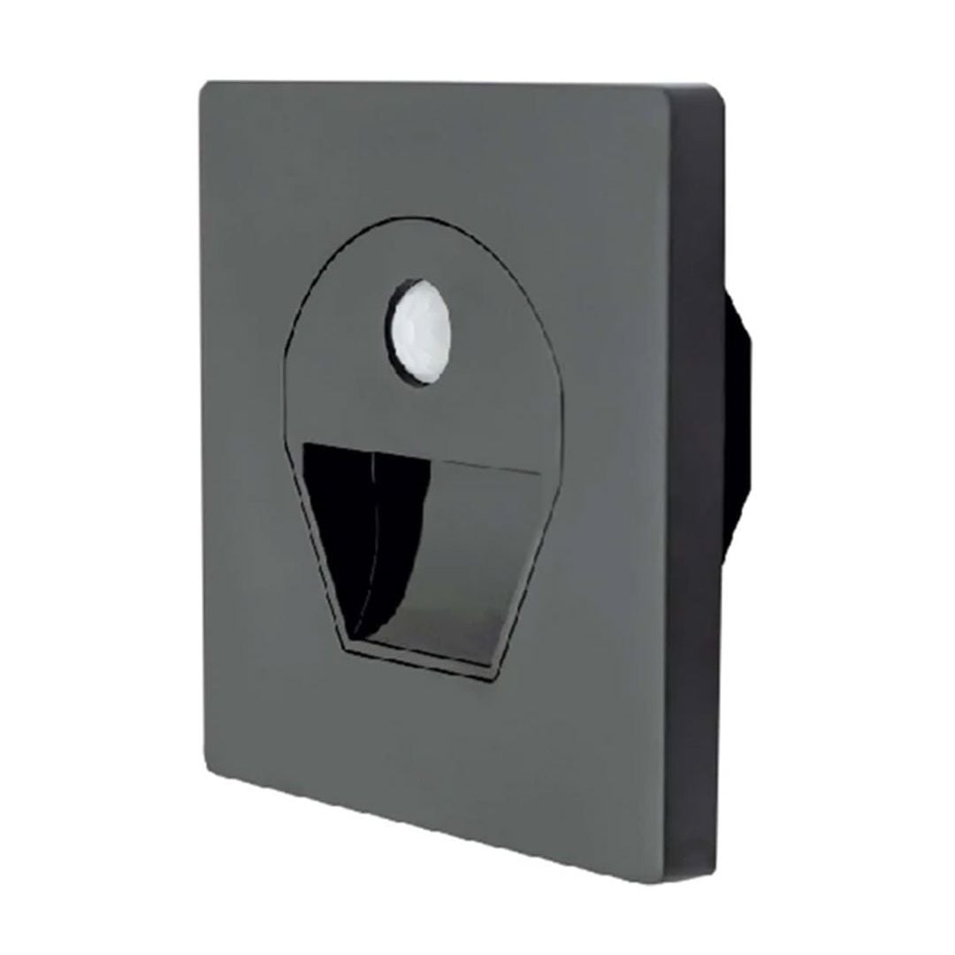 CATA CT-5170 1 Watt Hareket Sensörlü Sıva Altı Kare LED Merdiven Armatürü (Siyah Kasa)