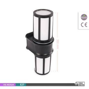 ACK AG57-04321 Siyah Dış Mekan Aplik - IP54 - PC Gövde - E27 Duylu