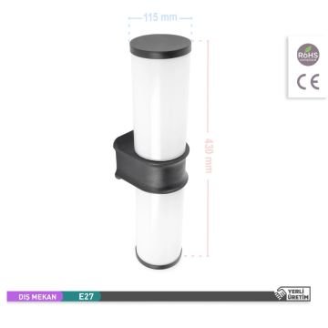 ACK AG56-04221 Siyah Dış Mekan Aplik - IP54 - PC Gövde - E27 Duylu