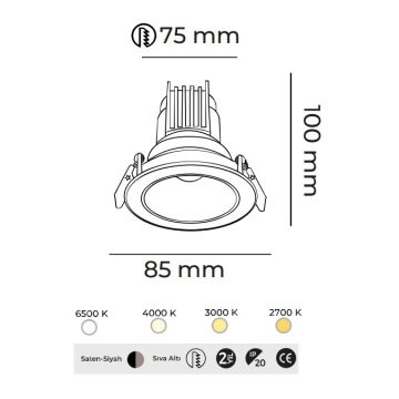 MOLLED MOL4165M Triac Dimli 10 Watt Beyaz Sıva Altı Yuvarlak LED Spot (SAMSUNG/OSRAM/PHILIPS LED & EAGLERISE/PHILIPS/LIFUD Driver)