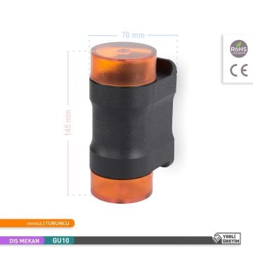 ACK AG56-02027 Turuncu Reflektörlü Çift Yönlü Dış Mekan Aplik - IP65 - Metal Gövde - GU10 Duylu