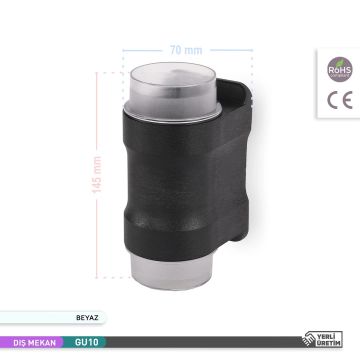 ACK AG56-02020 Şeffaf Reflektörlü Çift Yönlü Dış Mekan Aplik - IP65 - Metal Gövde - GU10 Duylu