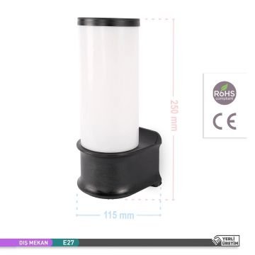 ACK AG56-04121 Siyah Dış Mekan Aplik - IP54 - PC Gövde - E27 Duylu