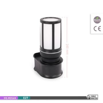 ACK AG57-04221 Siyah Dış Mekan Aplik - IP54 - PC Gövde - E27 Duylu