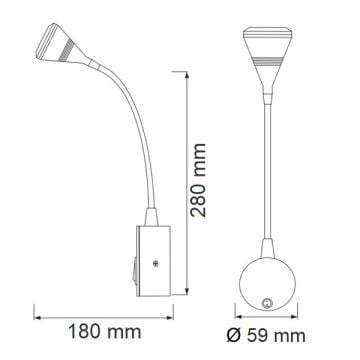 HOROZ 040-006-0003 SİSAM 3 Watt Gümüş LED Okuma Apliği - Ilık Beyaz (4200K)