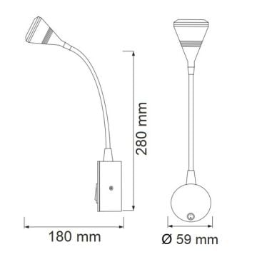 HOROZ 040-006-0003 SİSAM 3 Watt Siyah LED Okuma Apliği - Ilık Beyaz (4200K)