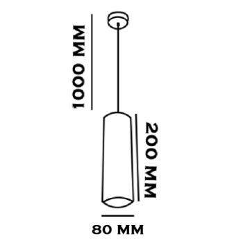 8x20 cm Beyaz-Bakır Boru Sarkıt Avize