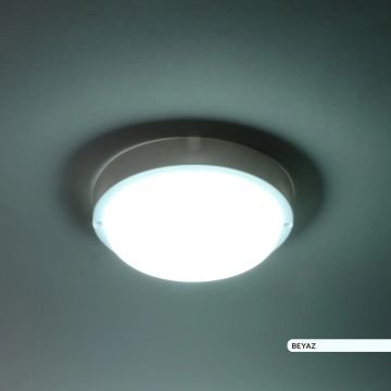 ACK AT10-01230 12 Watt Beyaz Dış Mekan Yuvarlak LED Aplik - Beyaz Işık (6500K) - IP54