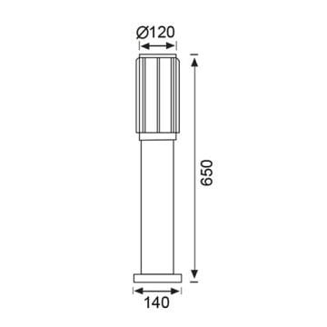 JUPITER JG932 AN 65 cm Antrasit Bollard Armatür - Metal - E27 Duylu