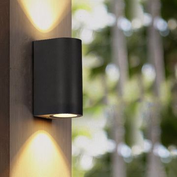 ACK AH07-02151 Siyah Çift Yönlü Dış Mekan Aplik - IP65 - PC Gövde - GU10 Duylu