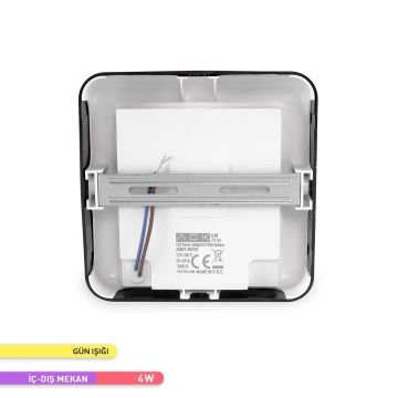 ACK AH07-05101 4 Watt Siyah Dış Mekan LED Aplik - Gün Işığı (3000K) - IP44 - PC Gövde