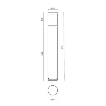 JUPITER JG957 65 cm Antrasit Bollard Armatür - Metal - E27 Duylu