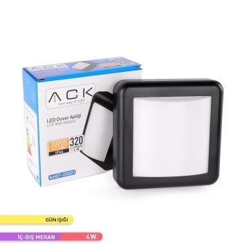 ACK AH07-05001 4 Watt Siyah Dış Mekan LED Aplik - Gün Işığı (3000K) - IP44 - PC Gövde