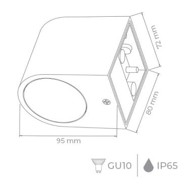 ACK AH07-02051 Siyah Tek Yönlü Dış Mekan Aplik - IP65 - PC Gövde - GU10 Duylu
