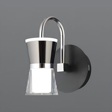 CL-710 16 Watt Opal Camlı Krom-Siyah Modern LED Aplik