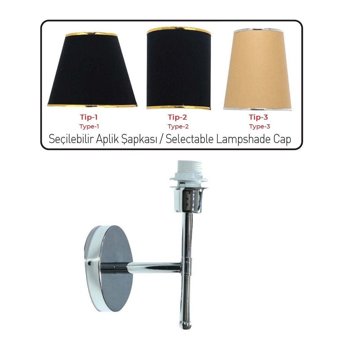 CreaLight CL-19-00374-A Abajur Başlıklı Krom Aplik