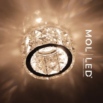 MOLLED MOL565 Şeffaf-Krom Yuvarlak Kristal Spot Kasası