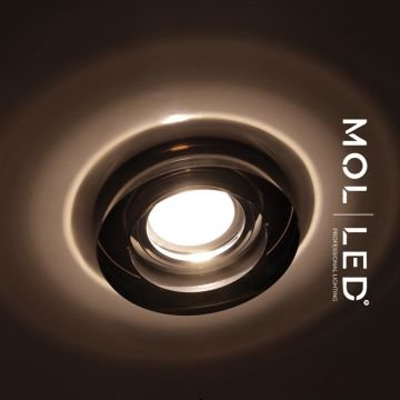 MOLLED MOL557 Siyah-Krom Yuvarlak Cam Spot Kasası