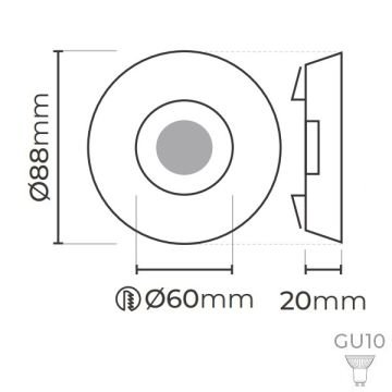 MOLLED MOL557 Siyah-Krom Yuvarlak Cam Spot Kasası