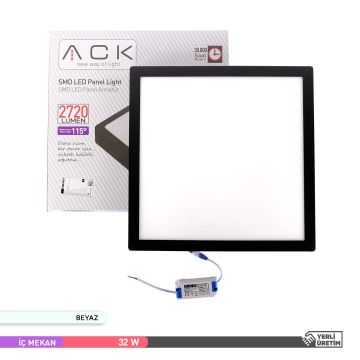 ACK AP04-03331 32 Watt Siyah Kasa Sıva Üstü 40x40 LED Panel - OSRAM LED - Beyaz Işık (6500K)