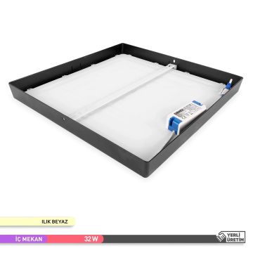 ACK AP04-03311 32 Watt Siyah Kasa Sıva Üstü 40x40 LED Panel - OSRAM LED - Ilık Beyaz (4000K)