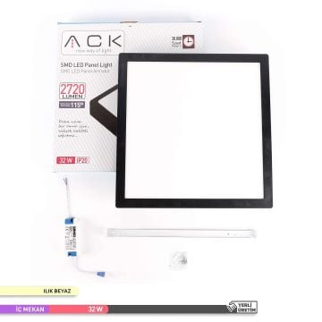 ACK AP04-03311 32 Watt Siyah Kasa Sıva Üstü 40x40 LED Panel - OSRAM LED - Ilık Beyaz (4000K)
