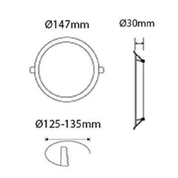 JUPITER LD512 9 Watt Sıva Altı Yuvarlak LED Panel (Plastik Gövde)