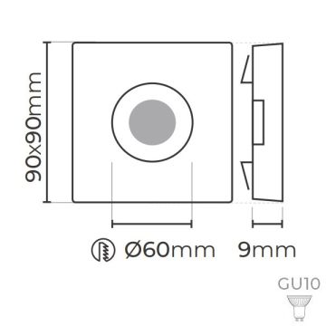 MOLLED MOL559 Siyah-Krom Kare Cam Spot Kasası
