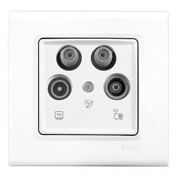 VİKO Linnera/Rollina 90440053 İkili Uydu Prizi (SAT-SAT-TV) [Beyaz]