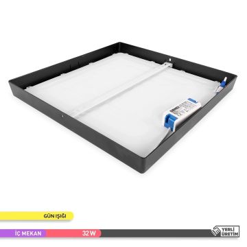 ACK AP04-03301 32 Watt Siyah Kasa Sıva Üstü 40x40 LED Panel - OSRAM LED - Gün Işığı (3000K)