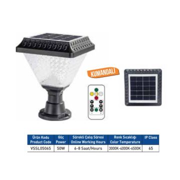 VOLTEK VSSL05065 50 Watt Solar Set Üstü Armatür - 3 Işık Renkli (Beyaz + Ilık Beyaz + Gün Işığı)