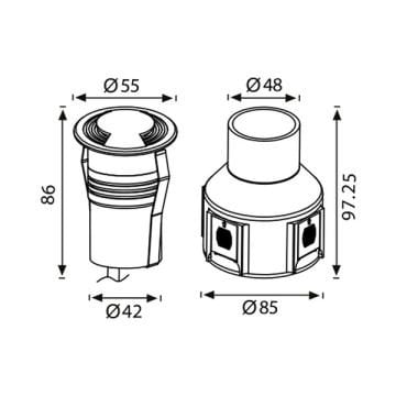 JUPITER LG927 2 Watt Paslanmaz Çelik Çerçeveli 4 Yönlü LED Yere Gömme Armatür - Gün Işığı (3000K)