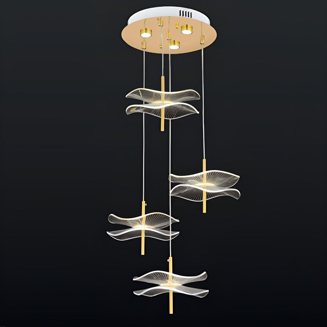 CL-763-4 33 Watt Dörtlü Gold Deniz Anası Avize - 3 Işık Renkli (Beyaz + Ilık Beyaz + Gün Işığı)
