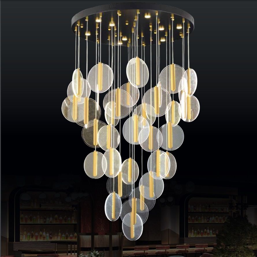 CL-762-36 387 Watt Altılı Gold/Krom Modern LED Avize - 3 Işık Renkli (Beyaz + Ilık Beyaz + Gün Işığı)