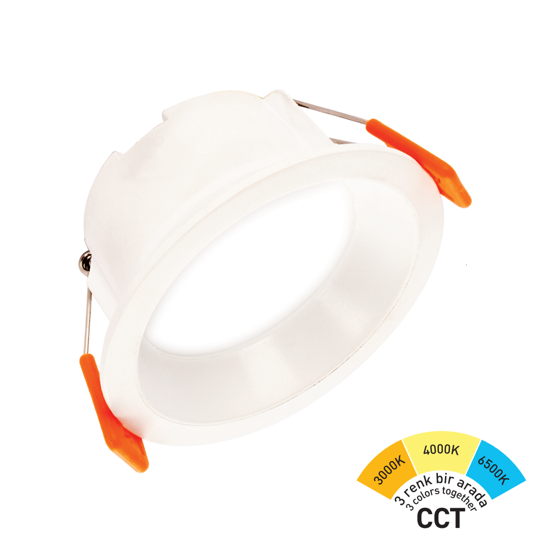 ACK AD01-00790 7 Watt Beyaz Kasa Sıva Altı Yuvarlak LED Spot - 3 Işık Renkli (Beyaz + Ilık Beyaz + Gün ışığı)