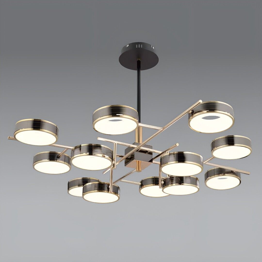 CL-712-12 168 Watt Onikili Gold-Platin Modern LED Avize - 3 Işık Renkli (Beyaz + Ilık Beyaz + Gün Işığı)