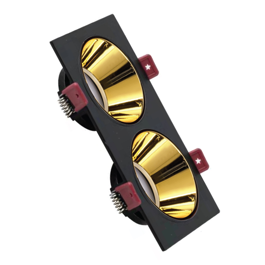 ACK AH03-08321 Siyah-Gold Sıva Altı İkili Spot Kasası - Metal