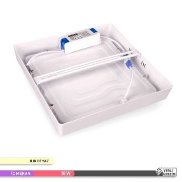 ACK AP04-01810 18 Watt Sıva Üstü Kare LED Panel - OSRAM LED - Ilık Beyaz (4000K)